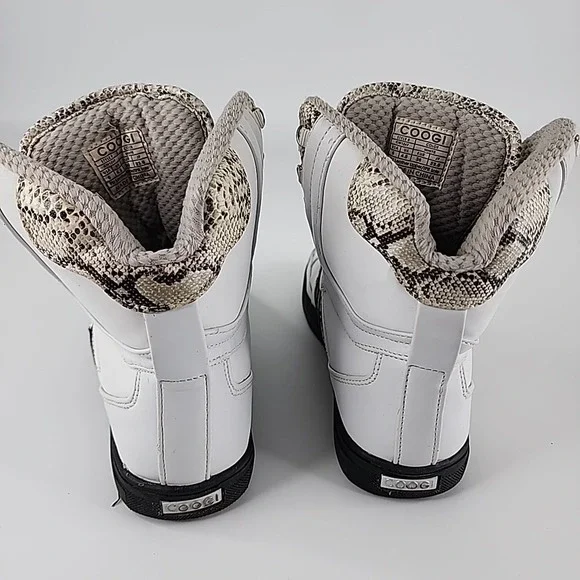 Coogi CW1247 High-Top Sneakers White Black Snakeskin Logo Crest Size 6 - Picture 3 of 10